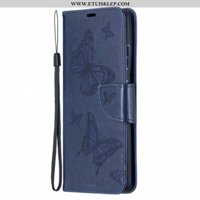 Etui Folio do Samsung Galaxy S21 Ultra 5G Motyle W Locie Z Smyczą